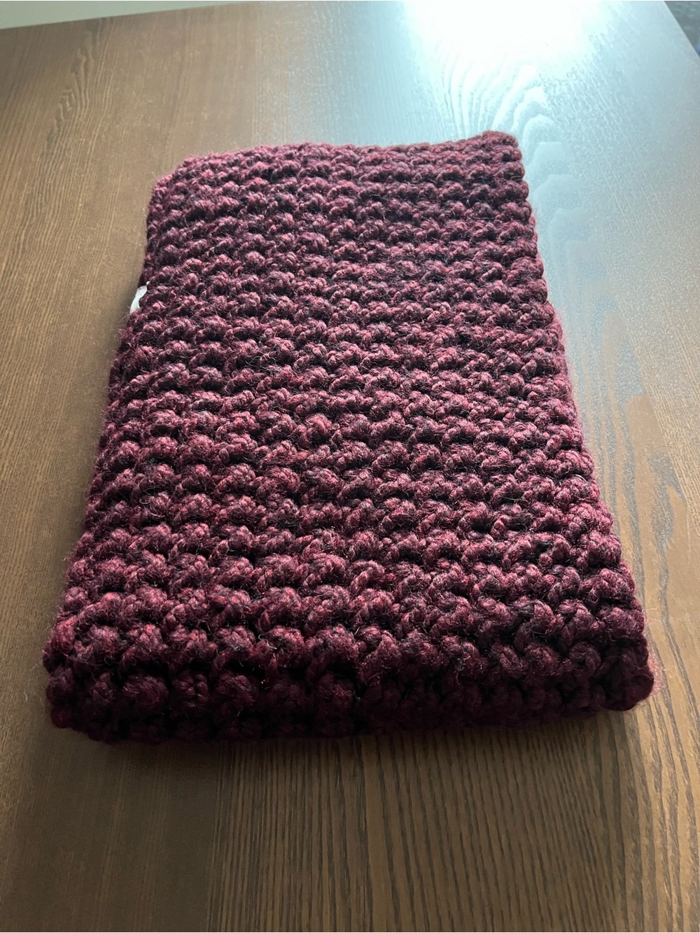 Cozy Chunky Knit Scarf in Deep Burgundy